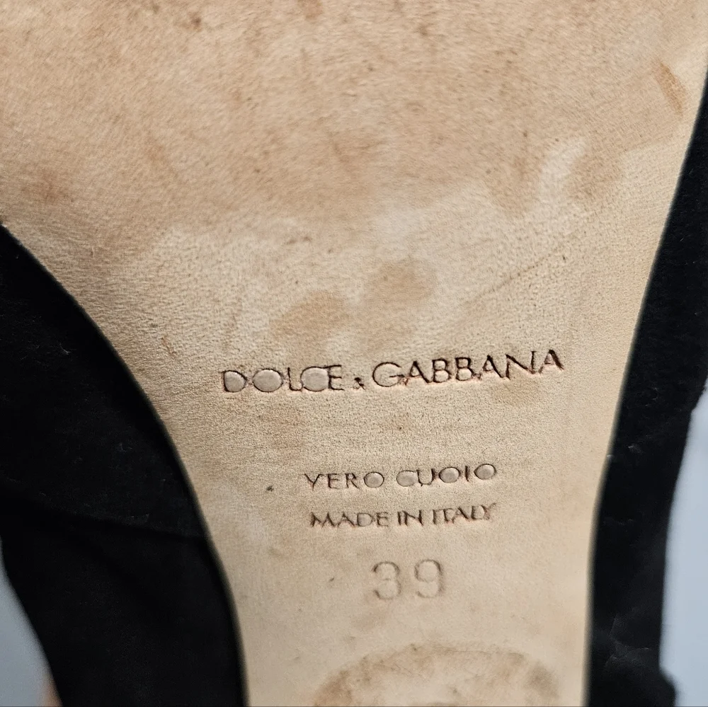Dolce & Gabbana Designer Black Suede Sexy Zip Up Knee High Boots Size 39/8.5 - Picture 13 of 14